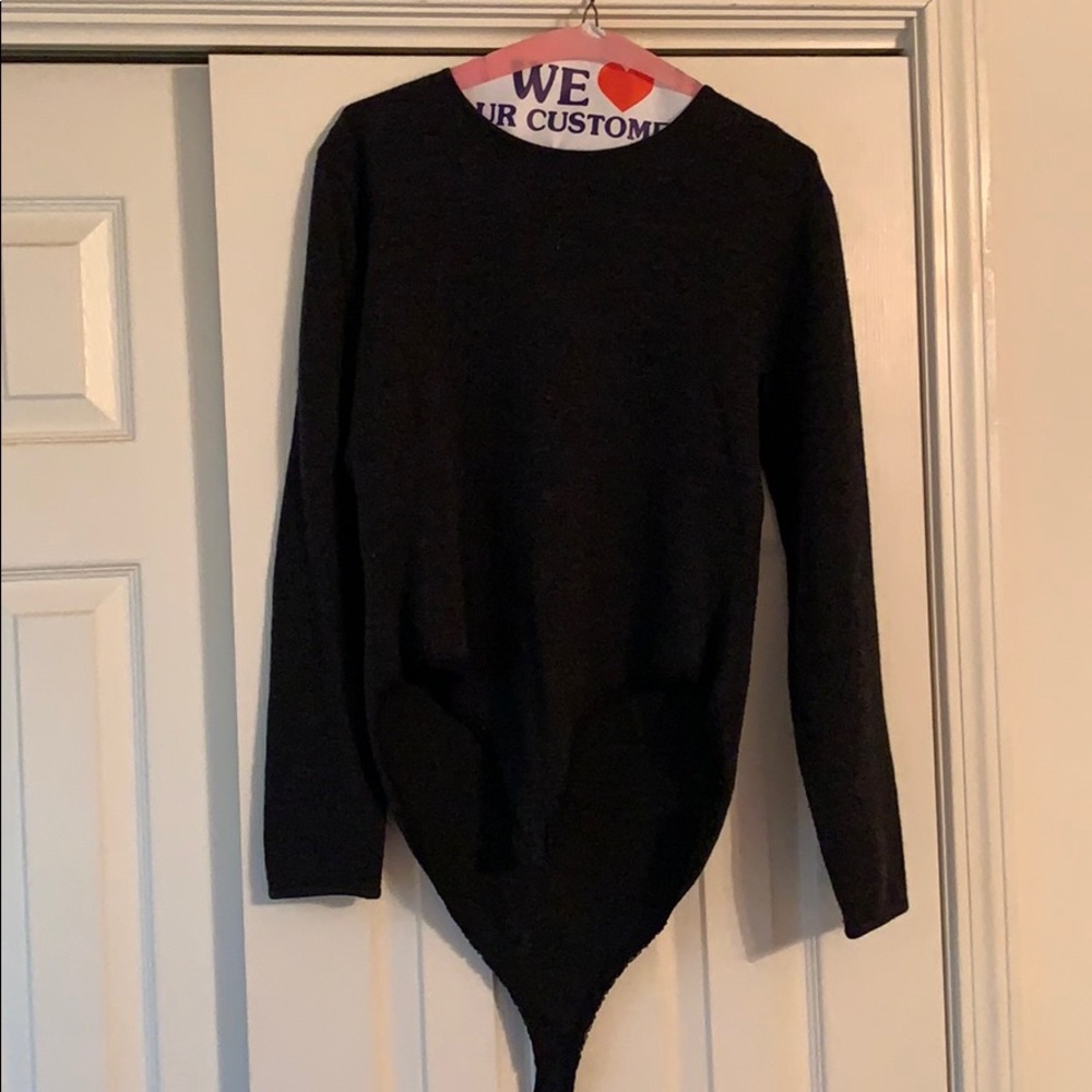 Dark Grey Donna Karan long sleeve Body Suit